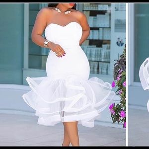 A casual attire white dress